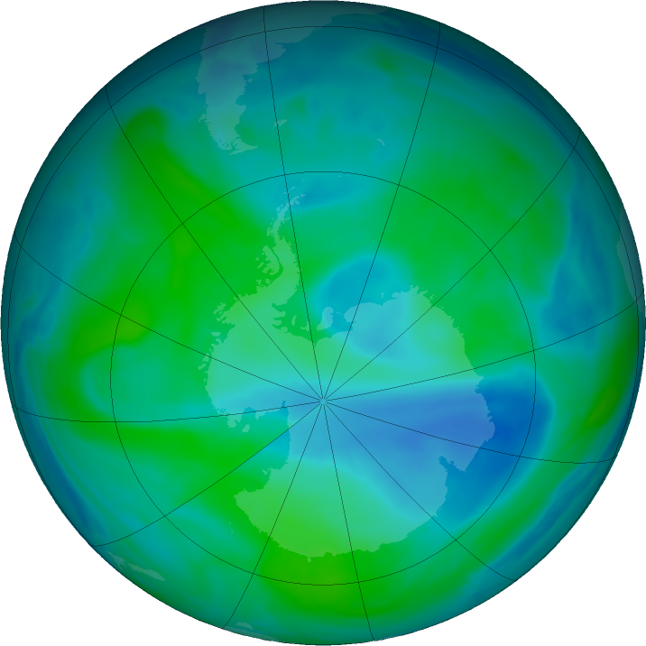 Antarctic ozone map for 21 December 2022